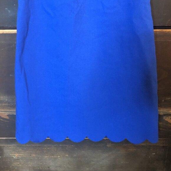 J. Crew Cobalt Blue Scalloped Sleeveless Round Neck Back-Zip Shift Dress Size 0 - Picture 4 of 10